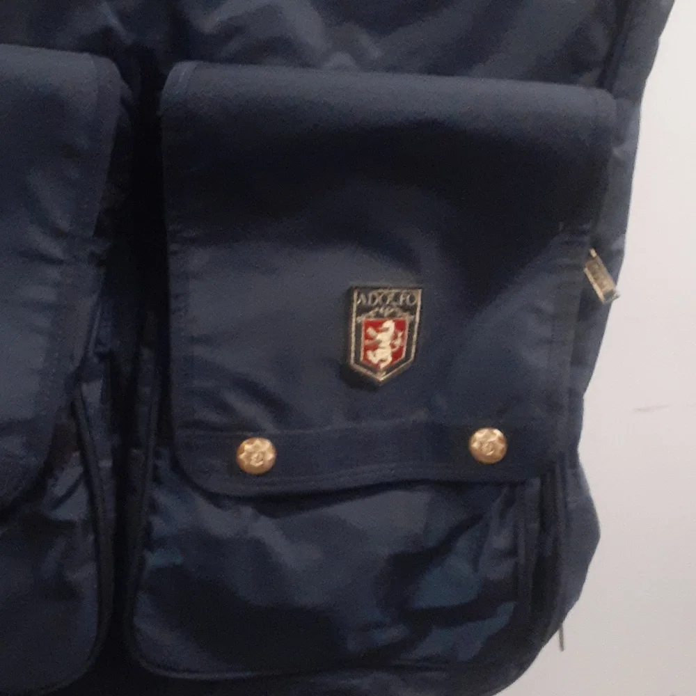 VTG Adolfo Navy Canvas/ Vinyl Hanging Garment Bag